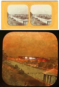 vue stéréo VILLE  a identifier vers 1860- 70  / tissue polyorama  - Imagen 1 de 3
