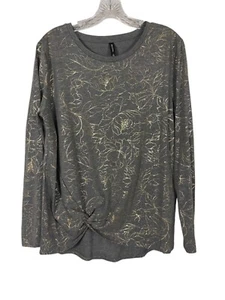 Top Massini para mujer gris dorado nudo floral dobladillo manga larga talla grande - Imagen 1 de 6