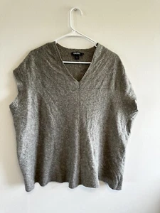 Suéter DKNY Manga Corta Cuello en V Lana Seda Mezcla Cachemira Gris Talla L Defecto - Imagen 1 de 12
