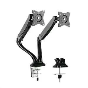 DUAL ARM TV LCD MONITOR DESK MOUNT BRACKET ARTICULATING SWIVEL GAS SPRING - Picture 1 of 6