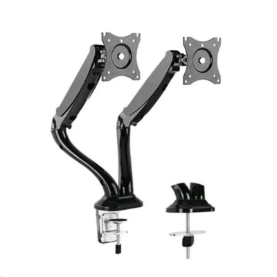 DUAL ARM TV LCD MONITOR DESK MOUNT BRACKET ARTICULATING SWIVEL GAS SPRING - Image 1 of 4