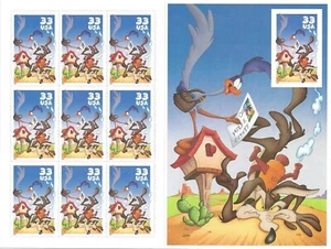 Scott 3392 - 33 Cent WILE E. COYOTE & ROADRUNNER Special Die Cut Sheet of 10 MNH - Picture 1 of 2