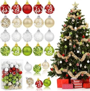 96Pcs 1.18 Inch Mini Christmas Tree Ball Ornament DecoratioN Glitter Mixed Color - Picture 1 of 7