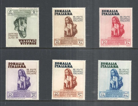IT SOMALIA SCOTT 164 - 169 MH PARTIAL SET  - 1934 2nd COLONIAL ARTS EXHIBITION Cover
