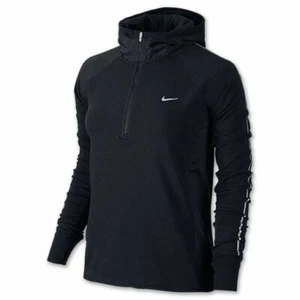 646658-010 NWT Women's Nike Sprint Hooded Half-Zip Running Shirt/Pullover, Black - Picture 1 of 8