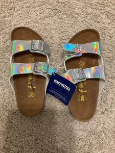 J.CREW CREWCUTS x BIRKENSTOCK GIRLS' ARIZONA SANDALS IN METALLIC SIZE K1 US - Picture 1 of 6