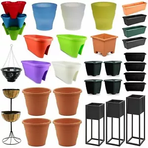 Garden Plant Pot Patio Flower Trough Balcony Bridge Planter Plastic Wooden Metal - Picture 1 of 30