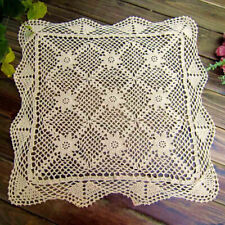24" Vintage Hand Crochet Cotton Tablecloth Square Lace Table Topper Mats Doily