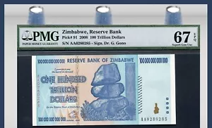 ZIMBABWE 100 TRILLION DOLLAR P-91 x 100 2008 Bundle UNC Largest Den.Lot USA SHIP - Picture 1 of 3