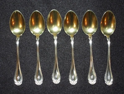 LOTE de cucharaditas antiguas Dominick & Haff plata Demitasse cucharas lavado dorado Foto 1 de 4