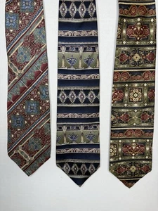 Posten 3 Bill Blass Seidenkrawatten Made in USA verzierte geometrische Vintage Krawatten - Bild 1 von 3