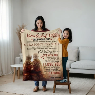 To My Wonderful Wife Fleece Blanket Xmas Birthday Gift For Wife From Husband - Image 1 of 4