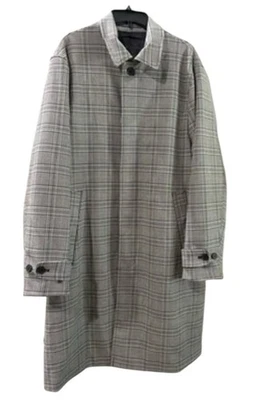H&M Brown Small Plaid  Button Up Top Coat Men's Size 36 Regular - Image 1 of 3