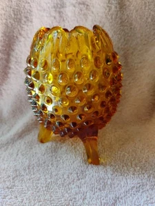 Vintage Fenton Amberina Brilla Hobnail Huevo Rosa Cuenco - Imagen 1 de 5