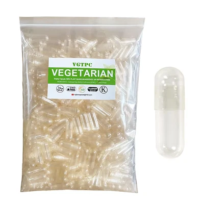 1000 EMPTY VEGETARIAN CAPSULES ~SIZE 0 ~BULK ( Kosher HALAL ) 5,000 Vegi caps - Image 1 of 4