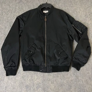 Wallace & Barnes MA-1 Bomber Giacca Uomo Medium Nero Full Zip J Crew Conmar - Foto 1 di 9