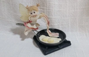 Bacon And Eggs Fairie Little Kitchen Figurine Fairy Enesco Frying Breakfast 4" H - Picture 1 of 10