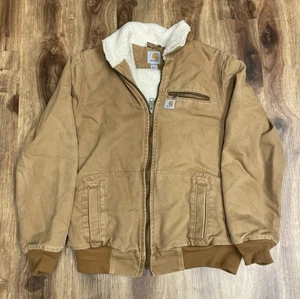 Chaqueta Carhartt para mujer mediana marrón desgastada Wildwood Sherpa forrada de lona - Imagen 1 de 9
