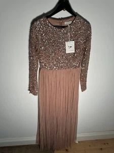 Maya Deluxe Damen Maxikleid Damen Brautjungfer Größe UK 12 Pfirsich - Bild 1 von 4