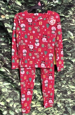 Kinnly Holiday 2-Piece Christmas Pajamas Sleepwear Set Santa Claus Girls 4 New - Image 1 of 4