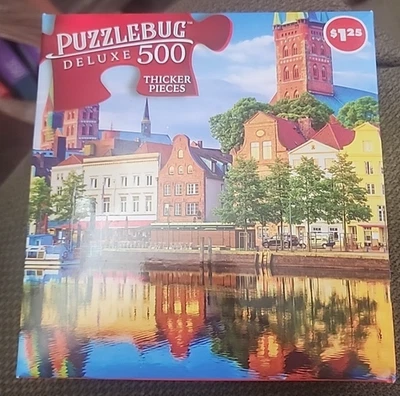 Rompecabezas PUZZLEBUG Deluxe 500 piezas "Scenic Summer Sunset on the Old Town" Foto 1 de 2