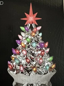 Feiertag Keramik Halloween oder Weihnachtsbaum ~ 9,6" Mini Silber ~ RJ Legende NEU - Bild 1 von 16