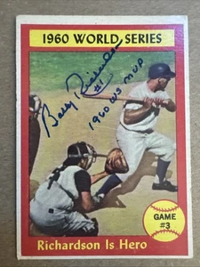 BOBBY RICHARDSON 1961 Topps #308 Autographed SIGNED Card NEW YORK YANKEES - Picture 1 of 2