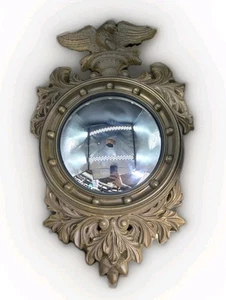 Antico specchio Turner Federal oro dorato convesso occhio di toro aquila BELLO 31" X 19" - Foto 1 di 8