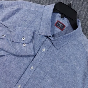 UNTUCKit Shirt Mens 2XL Blue Vin Santo-WR Linen Button Down Wrinkle Resistant - Picture 1 of 8