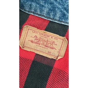 Giacca camionista Levi Strauss & Co. uomo 46 quadri rosso/nero casual vintage - Foto 1 di 8