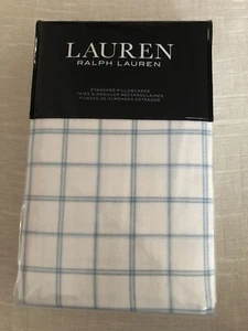Blau weiß Millerton karierte LRL Ralph Lauren Flanell Std Kissenbezüge neu mit Etikett - Bild 1 von 5