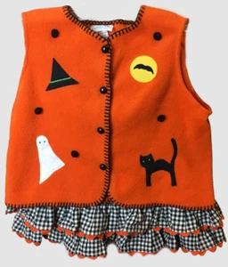 FunTasia! Too 2 Piece Halloween Ruffled Skirt and Appliqued Fleece Vest Girls 10 - Picture 1 of 11