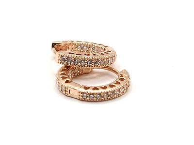 Pandora 14k Rose Gold Plated Pavé Heart Hoop Earrings 286317C01 - Image 1 of 4