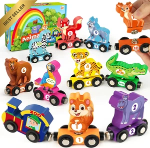 Wooden Animal Train Set Magnetic Number Learning Toy for Kids Ages 3-5 - Picture 1 of 12