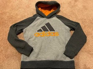 Youth size S Adidas Gray Pullover Hoodie Orange Logo - Picture 1 of 4