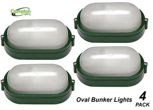 4 x Bunker Lights Outdoor Plain Glass Oval Metal Aluminium Small Green IP44 - Picture 1 of 1