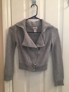 Girl's MOSSIMO SUPPLY Brand Gray Moto Sweater w/ Zip - Size Small - Picture 1 of 10