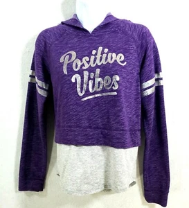Danskin Now Hoodie Sweatshirt Girls Long Sleeve Pullover Purple Gray XL 14 - 16 - Picture 1 of 10