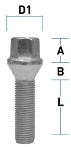 Radschraube M15 x 1,25 x 30mm Kegelbund R14 SW17 - Picture 1 of 1