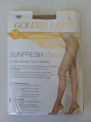 LOT DE 2 COLLANTS VOILE GOLDEN LADY SUNFRESH 10 DEN TAILLE 5-XL DAKAR