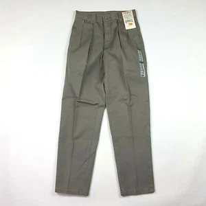 VTG 90s Duck Head Pleated Boy's Size 12 Gray Khaki Tapered Regular Retro Pants - Picture 1 of 9