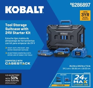Kobalt 24-V 2-Pack Lithium-ion Battery Starter Kit with Toolbox (2 Ah and 4 Ah) - Picture 1 of 3