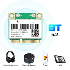 MPE-AXE3000H Mini PCI-E Card - WiFi 6E Tri-Band 802.11AX BT5.2 PC Adapter - Picture 1 of 6