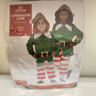 Новый в коробке праздник эльф молнии с капюшоном полный костюм для унисекс малышей ясельного возраста 3-4T - Изображение 1 из 4