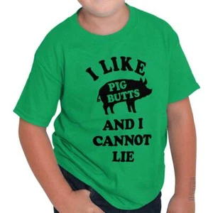 Funny I Like Pig Butts and I Cannot Lie Joke Youth Crewneck T Shirts Boy or Girl - Picture 1 of 12