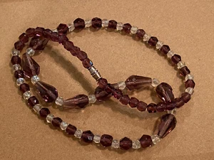 Antique Victorian Amethyst-Colored/Clear Glass Necklace (Pre-Owned) - Picture 1 of 9