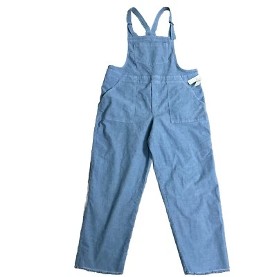 NWT Aerie Overalls Womens Corduroy Tapered Ankle Light Blue Cotton Stretch Sz L - Image 1 of 4