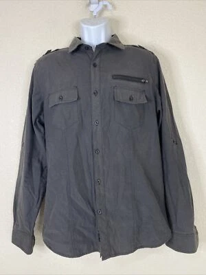 Sovereign Code Button Up Shirt Men Size M Dark Gray Modern Zip Pocket  - Image 1 of 4