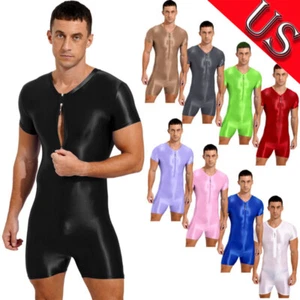 Men One-piece Wrestling Singlet Bodysuit Short Sleeve Boxer Jumpsuit Leotard - Picture 1 of 79