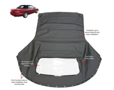 Convertible Soft Top 1996-2006 Chrysler Sebring w/DOT Plastic Window Vinyl Black - Image 1 of 2